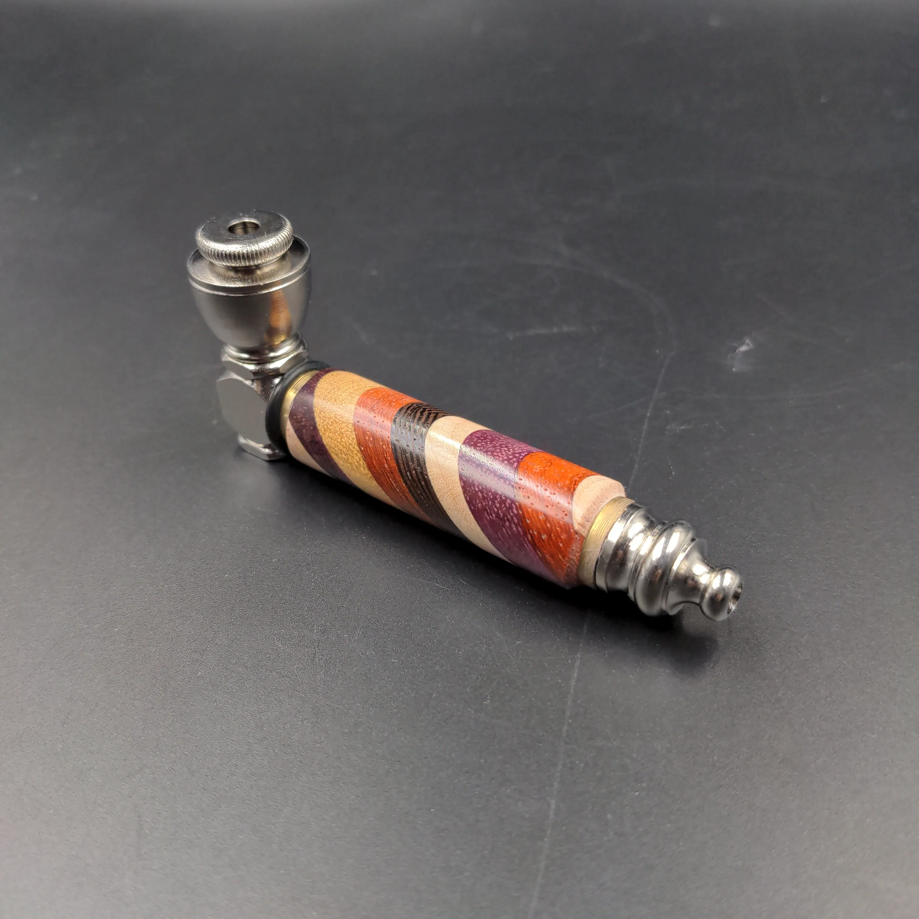 Rainbow Wood & Stainless Steel Hand Pipe