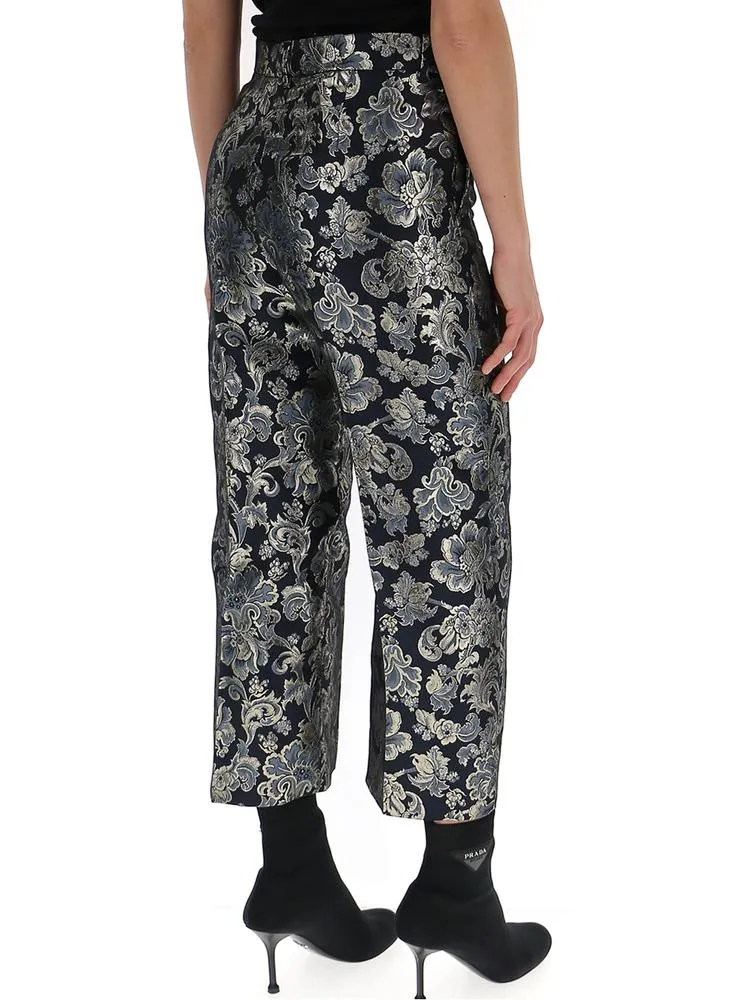 'S Max Mara Floral Textured Cropped Pants