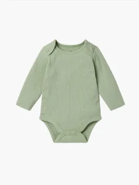 Sage Ribbed Long Sleeve Bodysuit