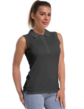 Sleeveless Slim Fit Polo Shirt shadowcharcoal_yogastudio