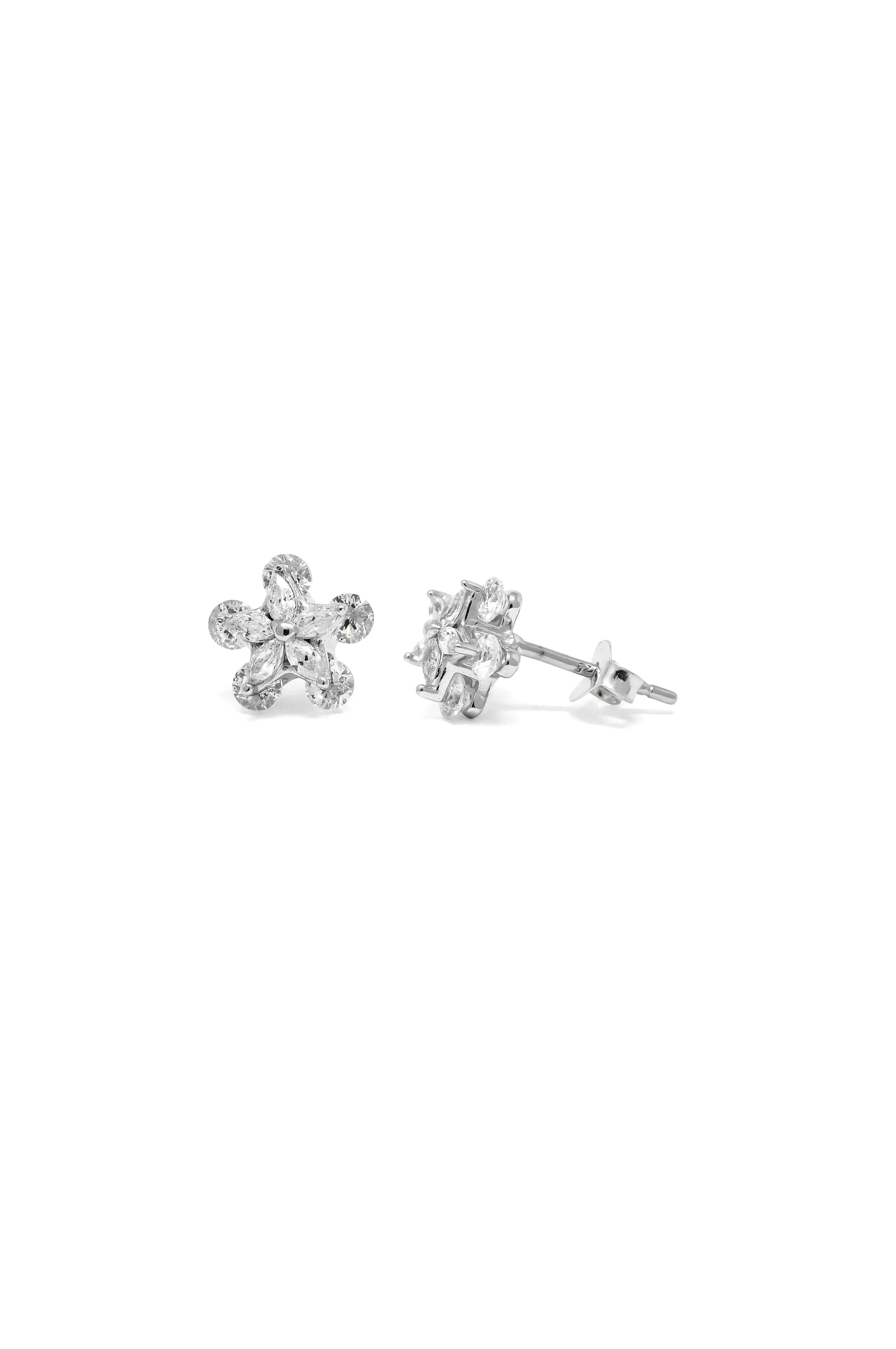 Starry Bling Sparkle Sterling Silver Stud Earrings