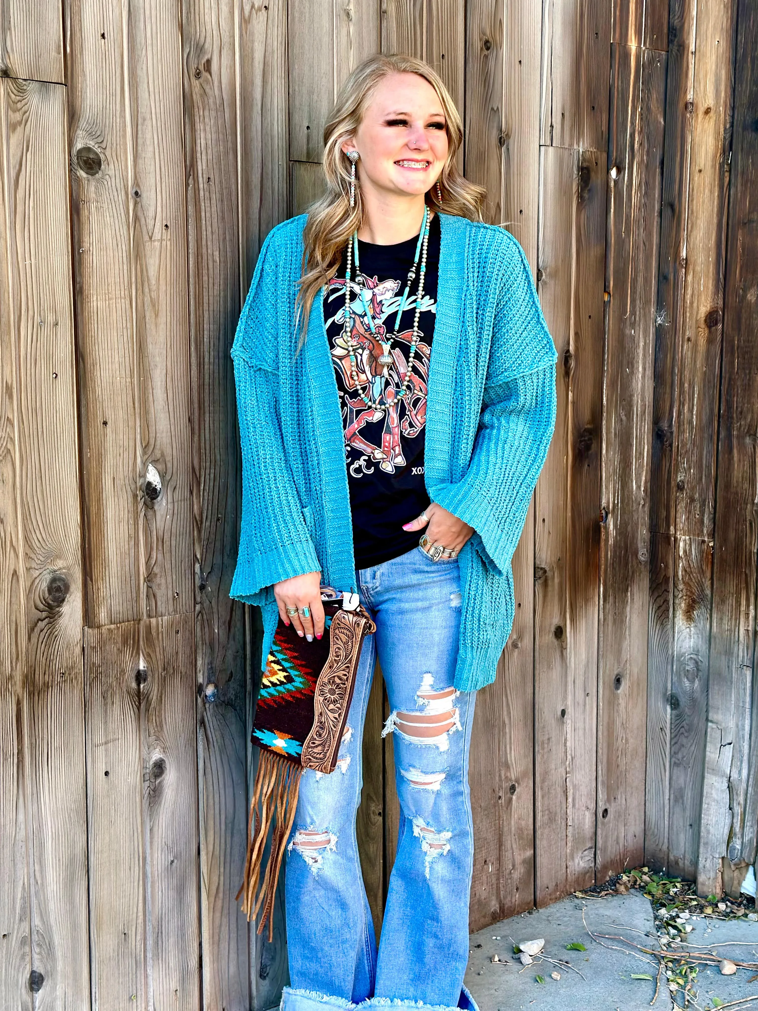 The Tejas Turquoise Cardigan