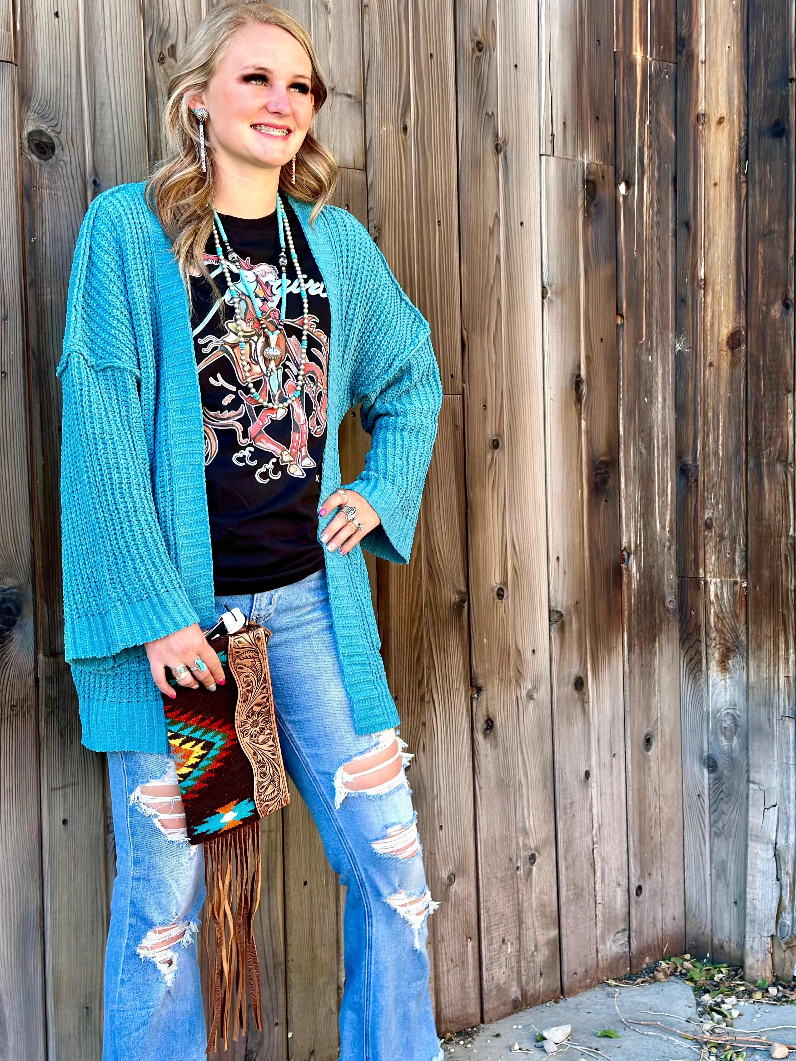 The Tejas Turquoise Cardigan