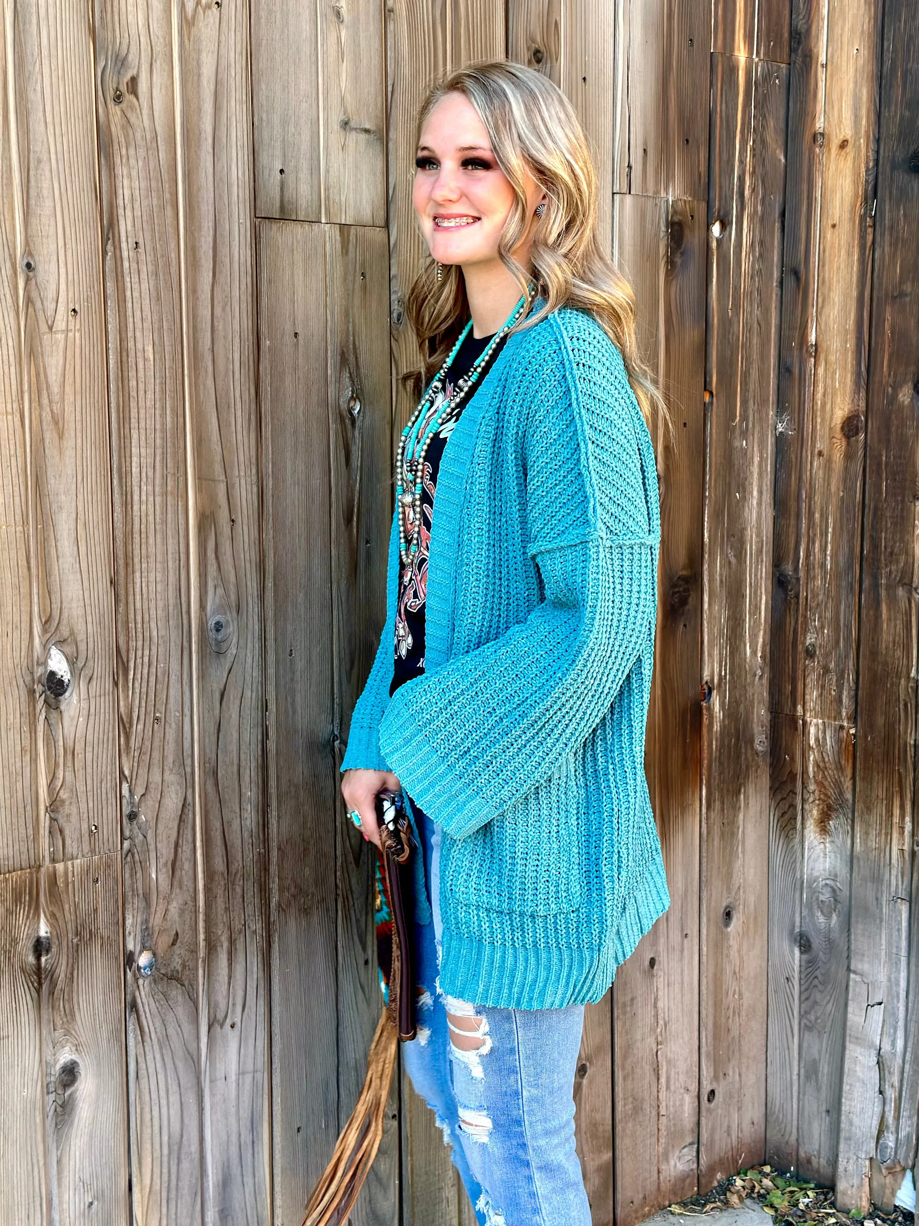 The Tejas Turquoise Cardigan