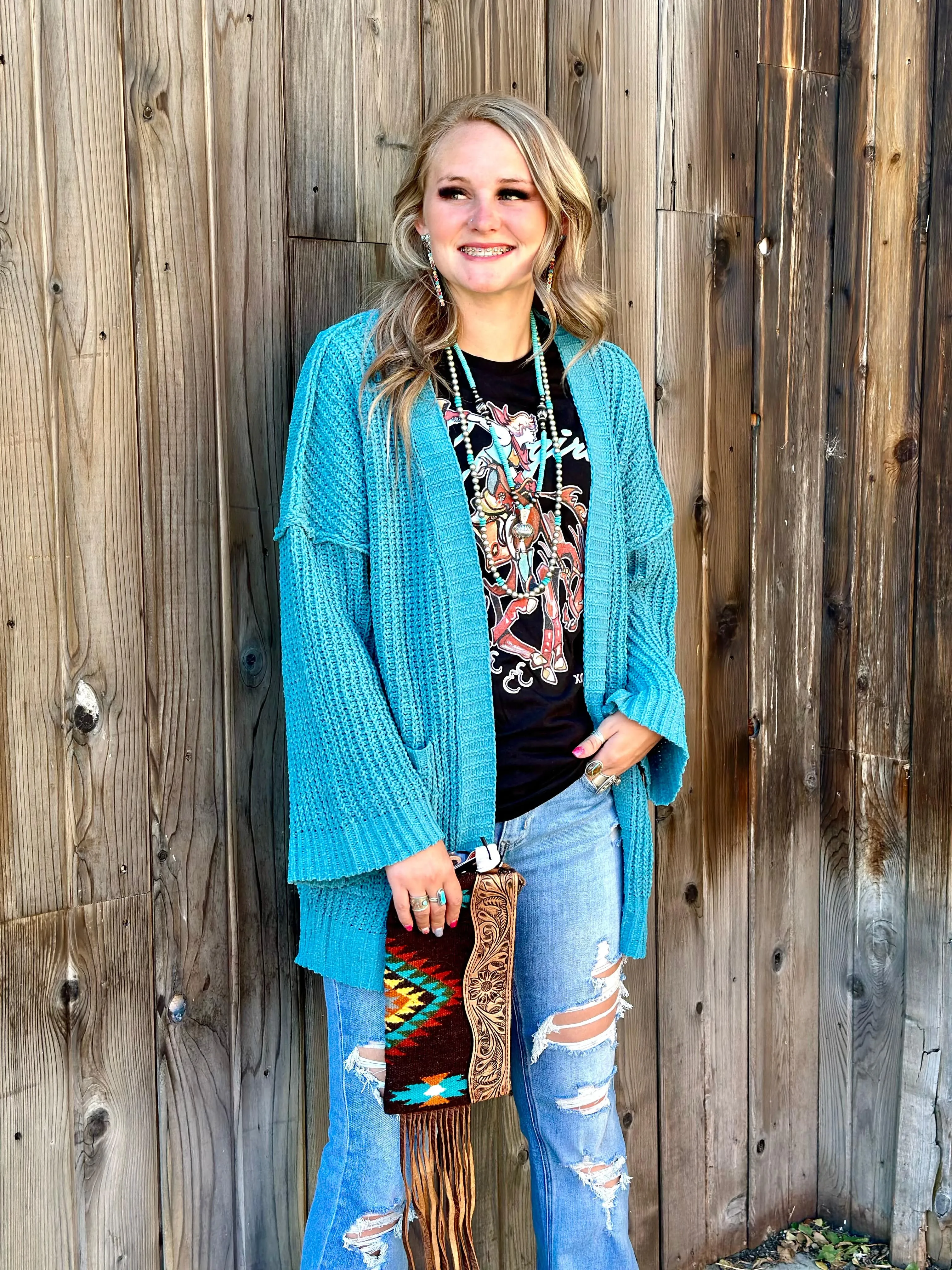 The Tejas Turquoise Cardigan