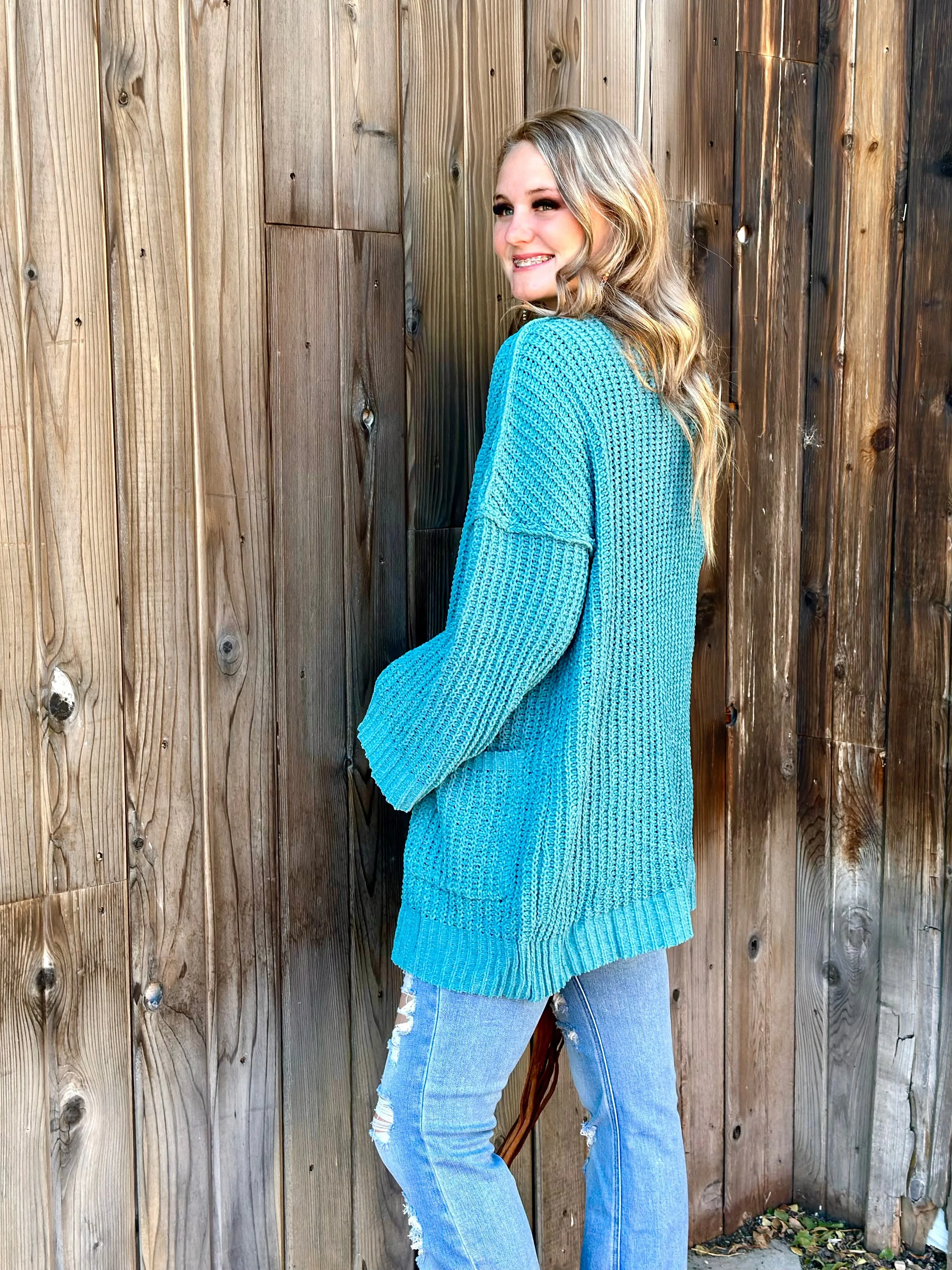 The Tejas Turquoise Cardigan