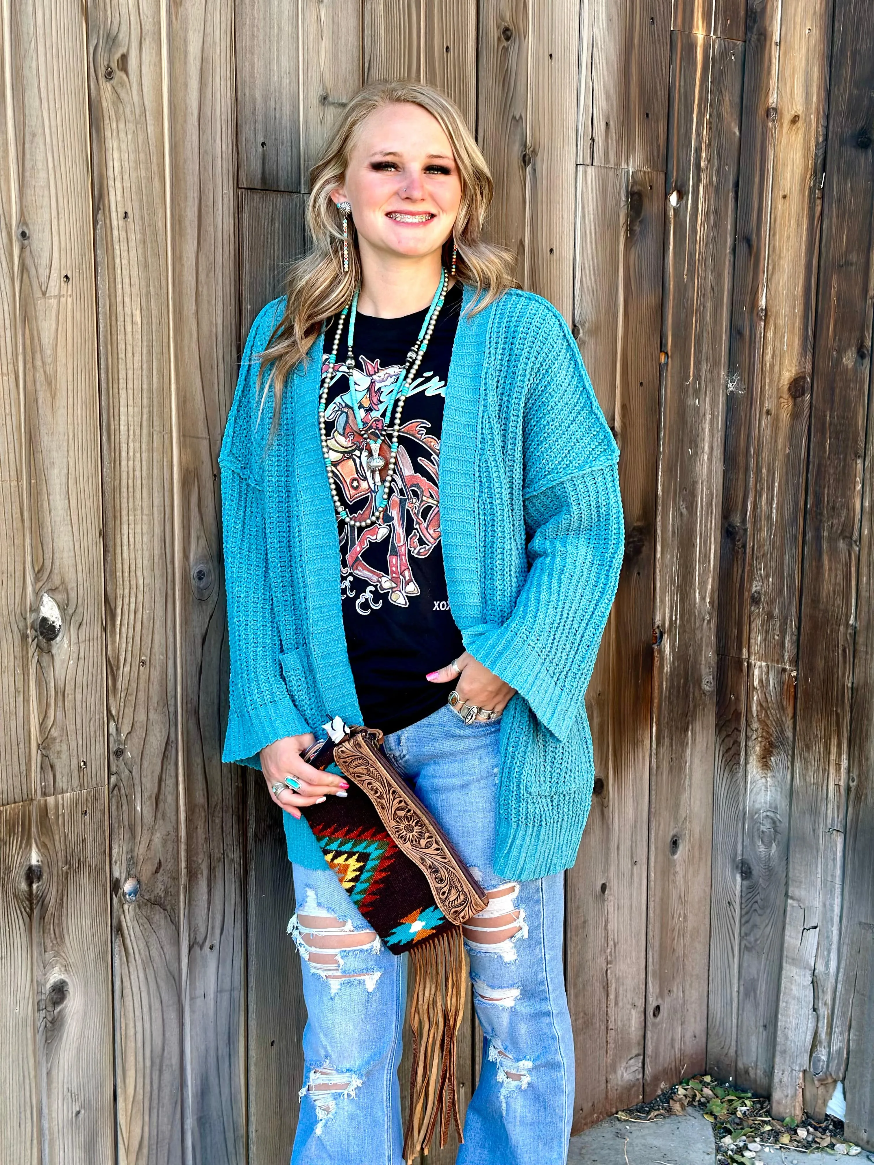 The Tejas Turquoise Cardigan