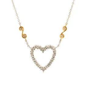 Two Tone Diamond Heart Pendant Necklace