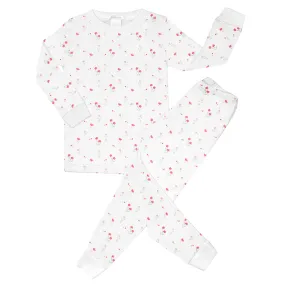 Vertical Flowers Printed Pajamas  | Girl