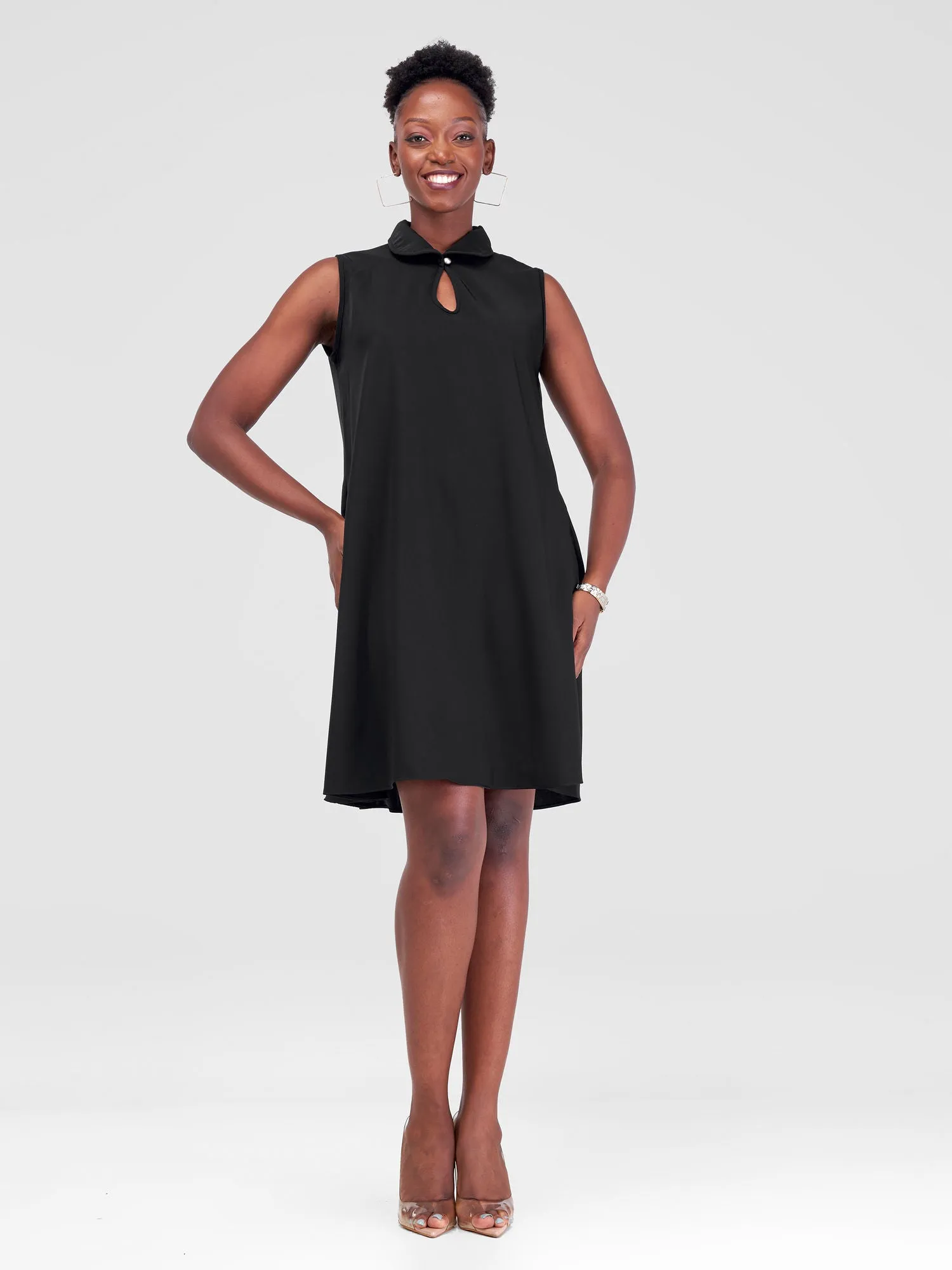 Vivo Asha Sleeveless Knee Length Dress - Black