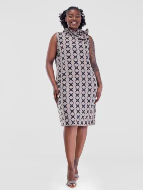 Vivo Nala Shift Dress - Black / Brown Styceo Print