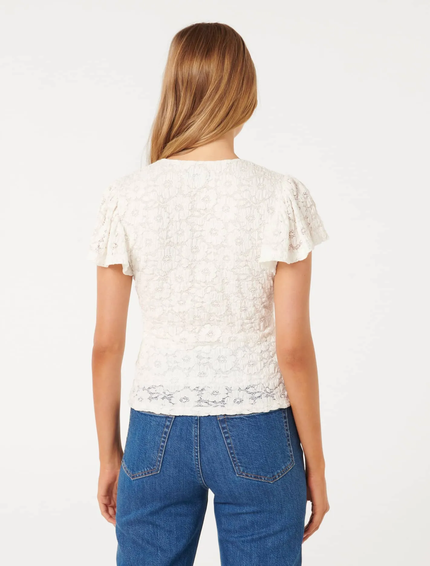 Yara Flutter Sleeve Lace Top